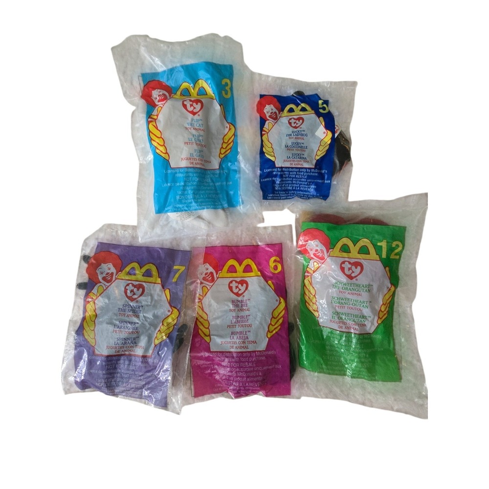 Vintage 2000 McDonalds Ty Teenie Beanie Babies Sealed Set of 5